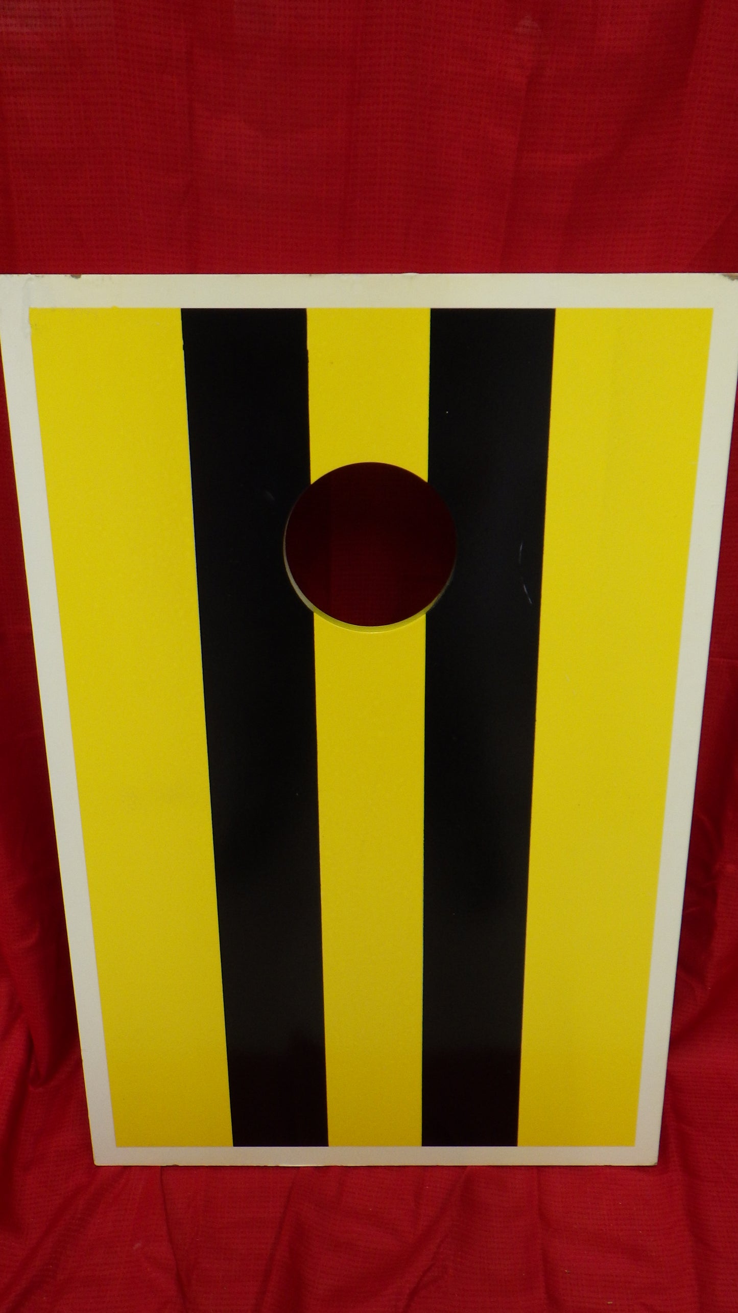 Yellow / Black Striped Tailgate Cornhole Boards