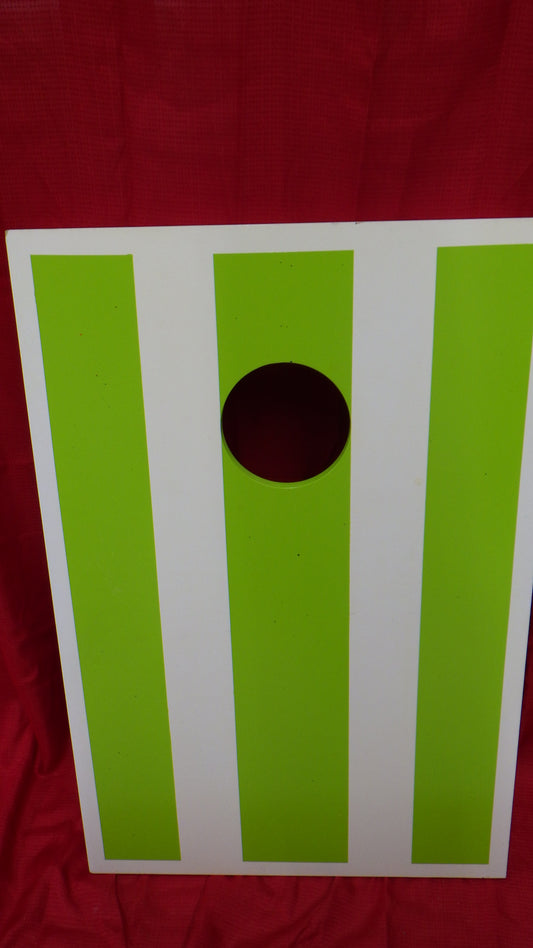 Green / White Striped Tailgate Cornhole Boards